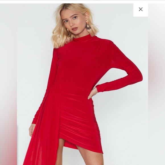 Nasty Gal Drop the News Ruched Mini Dress Size 4US NWT - Picture 2 of 5